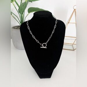 18K Gold Plated Stainless steel Paperclip toggle necklace
